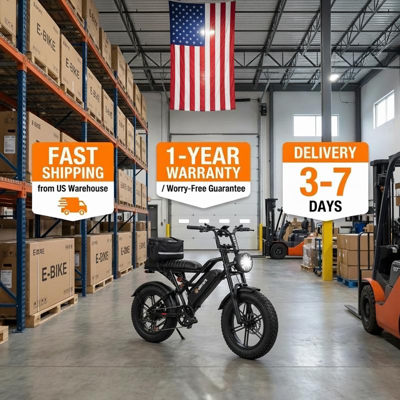 ESKUTE V100 E-Bike for Adults, 16\" All-Terrain Fat Tire Electric Bicycle