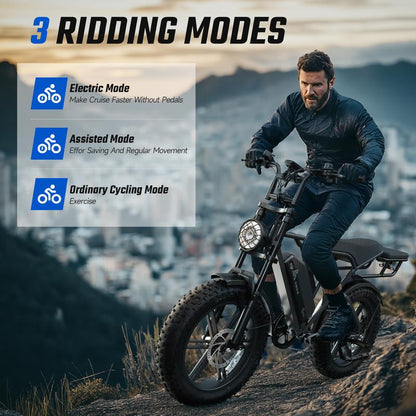 TST Electric Bike for Adults 1500W Peak 20\" Fat Tire All-Terrain E-Bike