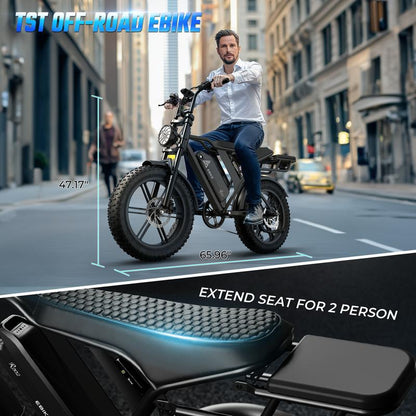 TST Electric Bike for Adults 1500W Peak 20\" Fat Tire All-Terrain E-Bike