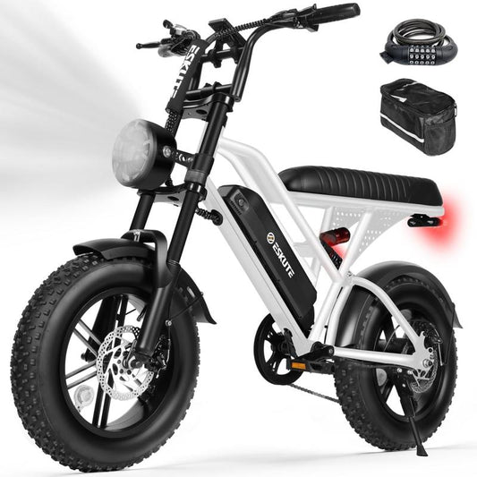 ESKUTE V100 E-Bike for Adults, 16\" All-Terrain Fat Tire Electric Bicycle
