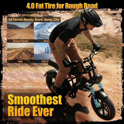 ESKUTE V100 E-Bike for Adults, 16\" All-Terrain Fat Tire Electric Bicycle