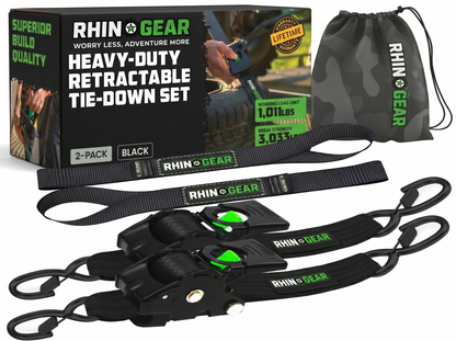 RhinoGear 1" x 10' Retractable Ratchet Straps