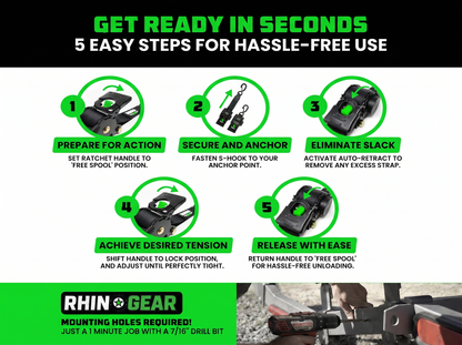RhinoGear™ Retractable Boat Trailer Tie Down