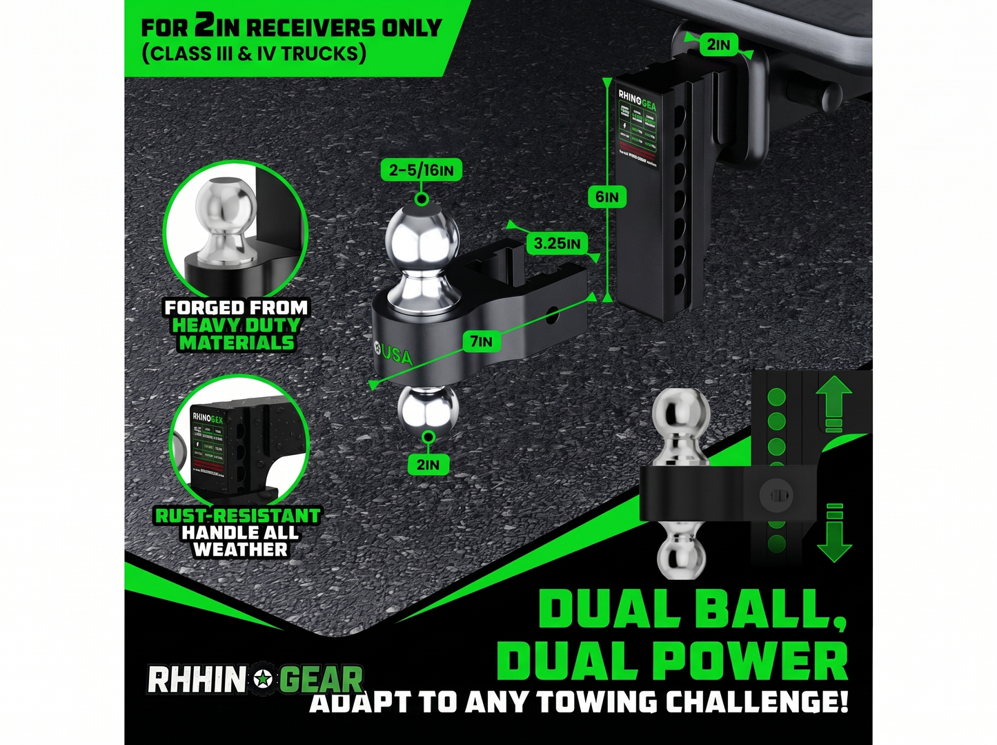 RhinoGear™ - Adjustable Trailer Hitch