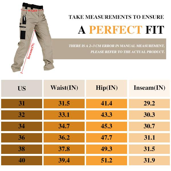 Men's Solid Color Tactical Work Pants